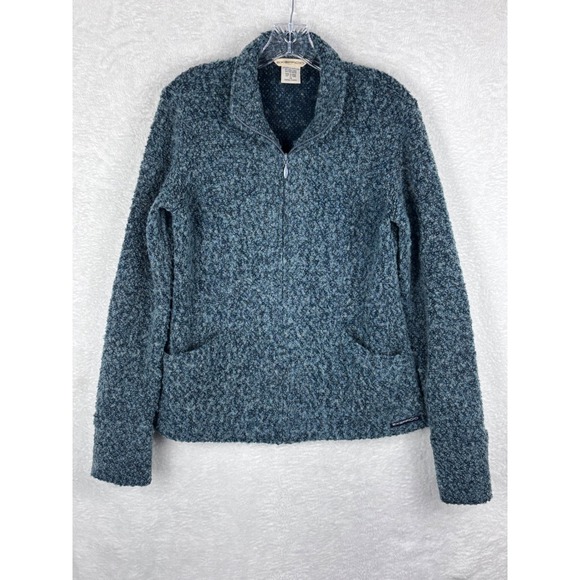 ExOfficio Full‎ Zip Jacket Pockets Thumb Holes Acrylic Blend Blue Womens M - Picture 1 of 11